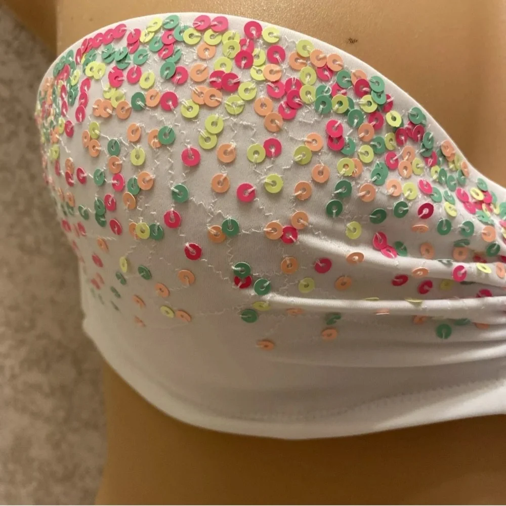 Victoria's Secret Bikini White With Confetti Sequins